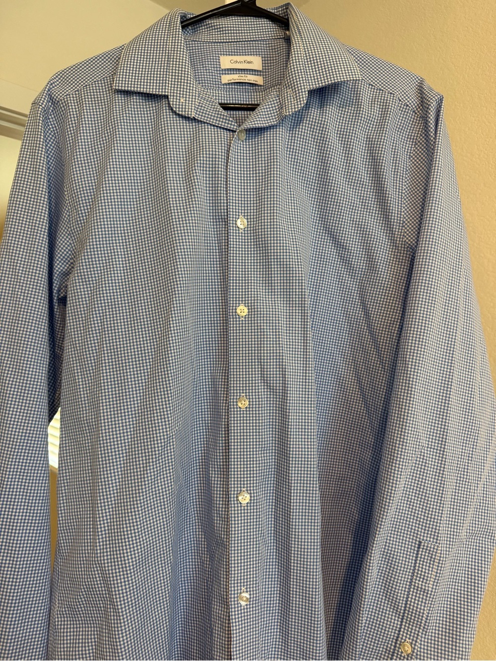 Calvin Klein Light Blue Micro-Gingham Dress Shirt